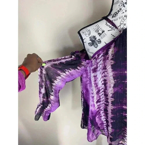 INC Womens Purple Tie Dye Long Sleeve Halter Top- - Picture 3 of 6